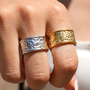 Simple Series Daily Irregular Shape Stainless Steel Waterproof   Gold Color  Statement Rings h5 Picture4