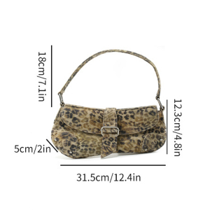 Streetwear Style Printed Leopard Print Fabric Women's Saddle Bag h5