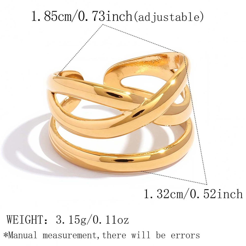 Simple Series Daily Irregular Shape Stainless Steel Waterproof   Gold Color  Statement Rings 