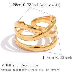 Simple Series Daily Irregular Shape Stainless Steel Waterproof   Gold Color  Statement Rings h5 