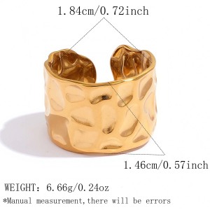 Simple Series Daily Irregular Shape Stainless Steel Waterproof   Gold Color  Statement Rings h5 
