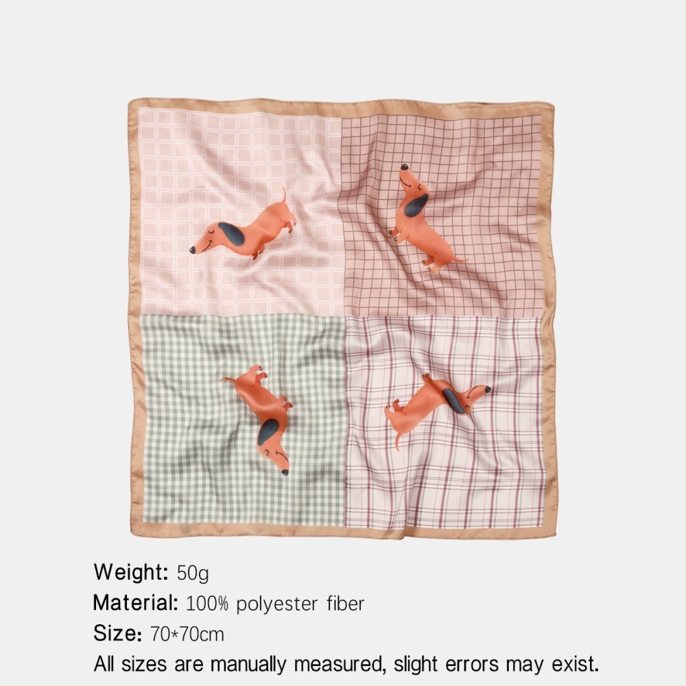 Cute Dachshund Plaid Polyester Women's Bandana
