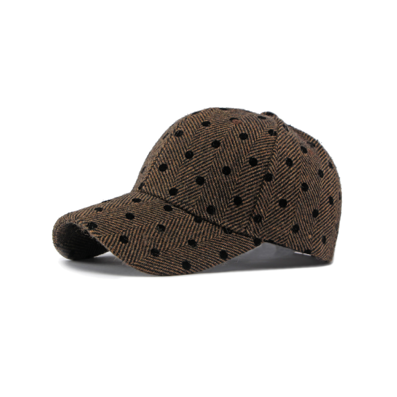 Simple Series Retro Baseballkappe Für Damen Aus Baumwolle, Einfarbig, Mit Polka-Dots Bild2
