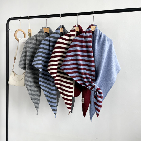 Casual Stripe Mixed Color Wool Polyester Blend Women's Shawls