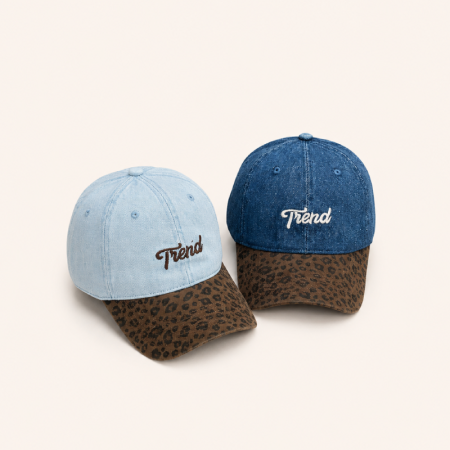 Simple Series Casual Baseballkappe aus Baumwolle mit Leopardenmuster und mehrfarbigem Schriftzug 2