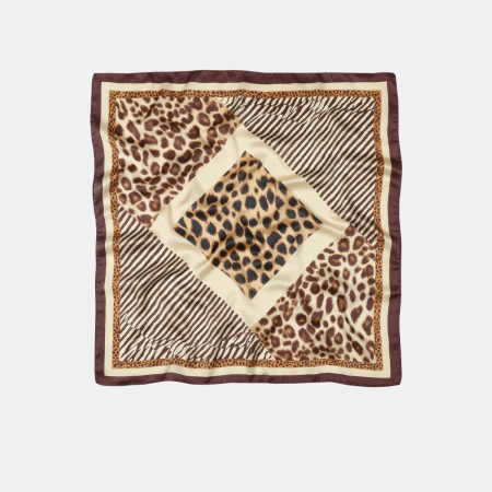 Retro damesbandana van polyester met luipaardprint