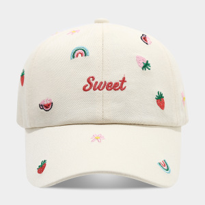 Simple Series Sweet Flower Letter Fruit Solid Color Cotton Baseball Cap h5 Picture4