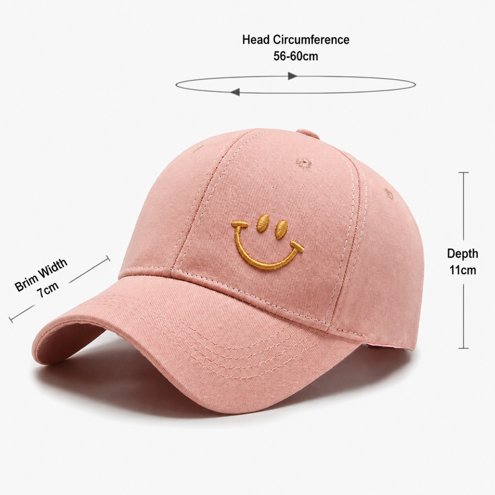 Simple Series Daily Solid Color Smiling Face Cotton Baseball Cap h5Picture7