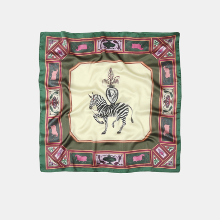 Vintage polyester damesbandana met zebraprint