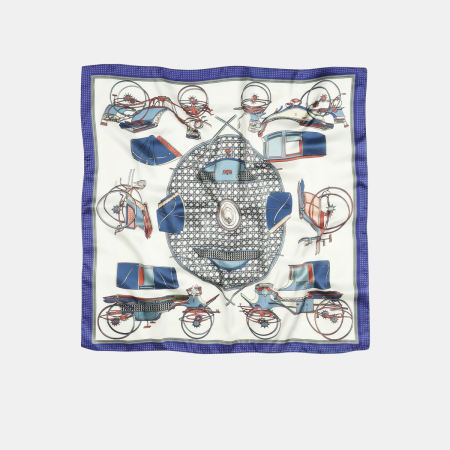 Vintage damesbandana van polyester met koetsmotief 2