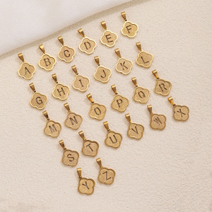 Simple Series Diy Letter Hollowed-Out Stainless Steel Waterproof   Gold Color  Women's Pendants h5 Picture2