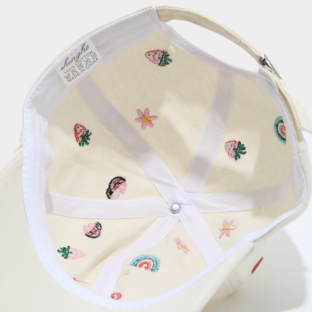 Simple Series Sweet Flower Letter Fruit Solid Color Cotton Baseball Cap h5Picture6