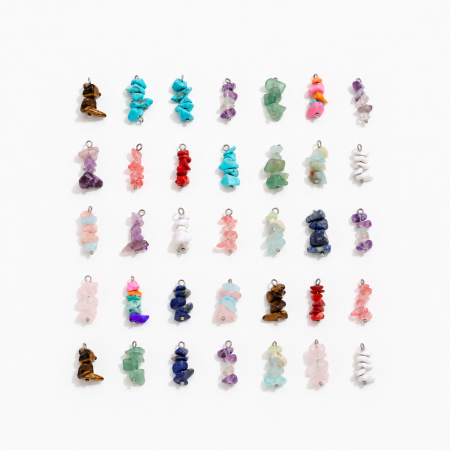 Romantic Series Diy Irregular Shape Gradient Color Natural Stones   Gold Color  Women's Pendants