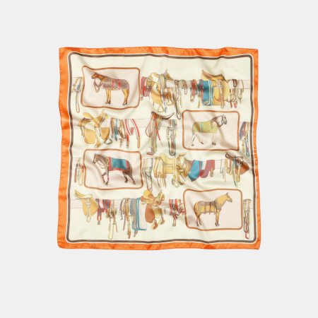 Vintage damesbandana van polyester met paardenprint