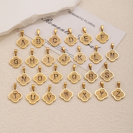  Simple Series Diy Letter Hollowed-Out Stainless Steel Waterproof   Gold Color  Women's Pendants