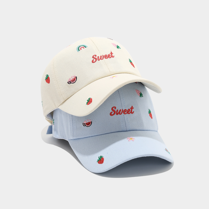 Simple Series Sweet Flower Letter Fruit Solid Color Cotton Baseball Cap h5Picture2