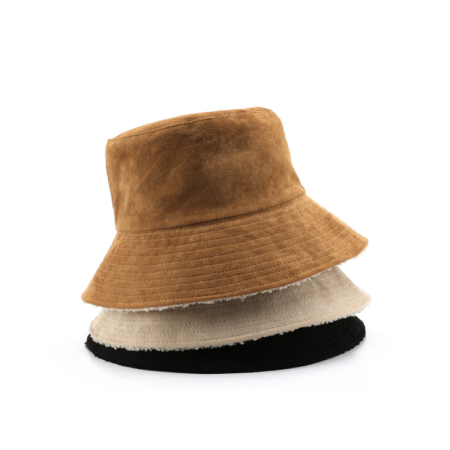 Einfache Serie – Alltags-Bucket-Hüte aus Wildleder in Unifarben mit Patchwork-Muster