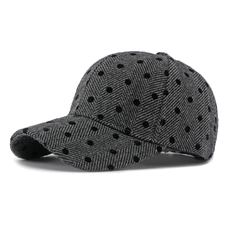 Simple Series Retro Baseballkappe Für Damen Aus Baumwolle, Einfarbig, Mit Polka-Dots 