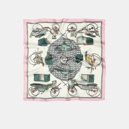 Vintage damesbandana van polyester met koetsmotief