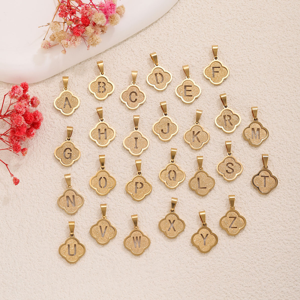 Simple Series Diy Letter Hollowed-Out Stainless Steel Waterproof   Gold Color  Women's Pendants Picture4