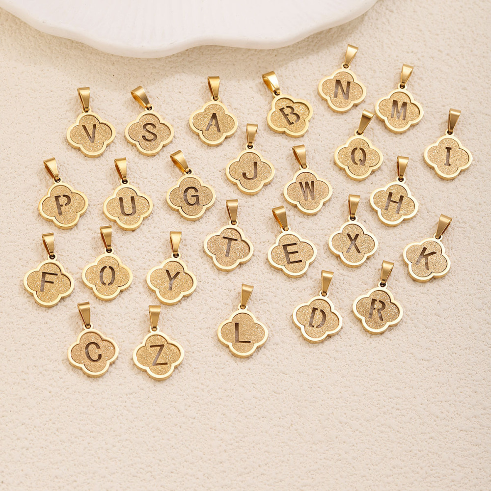 Simple Series Diy Letter Hollowed-Out Stainless Steel Waterproof   Gold Color  Women's Pendants Picture3