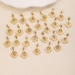 Simple Series Diy Letter Hollowed-Out Stainless Steel Waterproof   Gold Color  Women's Pendants h5 Picture3
