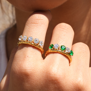 Simple Series Daily Irregular Shape Stainless Steel Waterproof Gold Color Zircon Gemstone Rings h5 Picture3