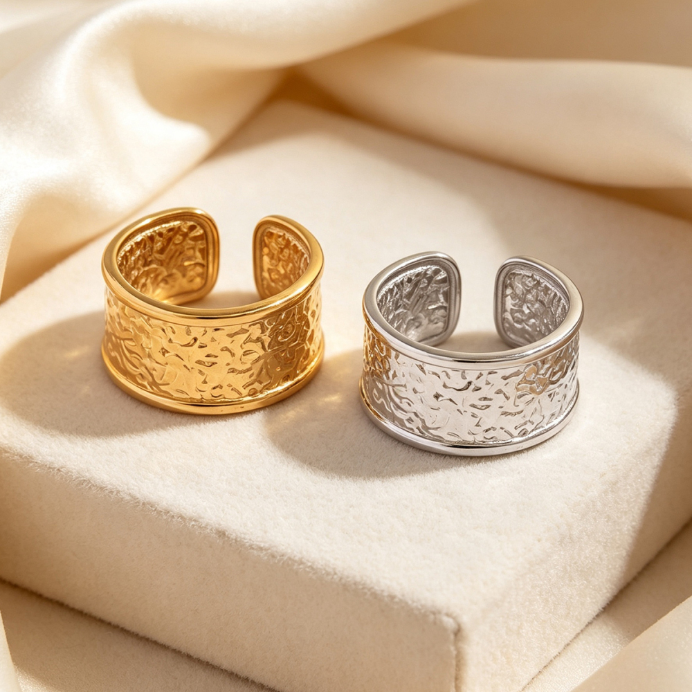 Simple Series Daily Irregular Shape Stainless Steel Waterproof   Gold Color  Statement Rings Picture5