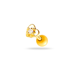 Simple Series Heart Geometric Shape Copper Gold Color Zircon Women's Piercing Earrings h5 Picture2
