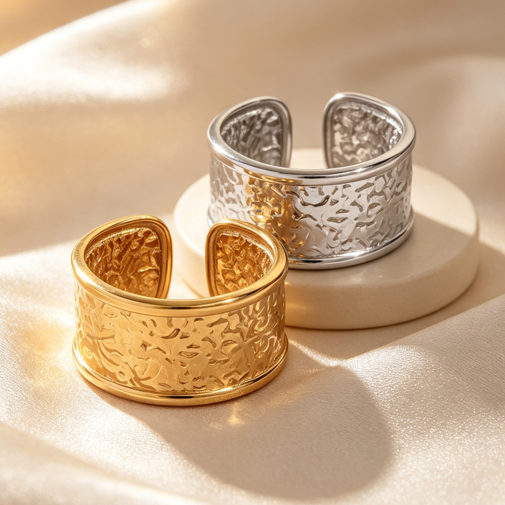 Simple Series Daily Irregular Shape Stainless Steel Waterproof   Gold Color  Statement Rings Picture6