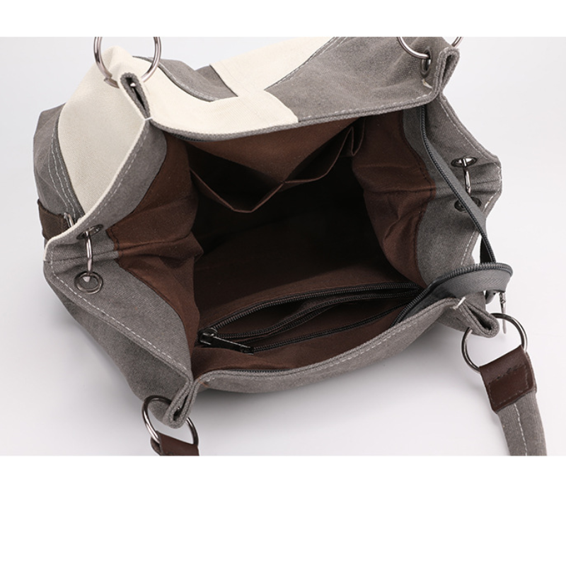 Casual Style Patchwork Patchwork Plaid Mixed Color Canvas Women's Square Shoulder Bags h5Picture4