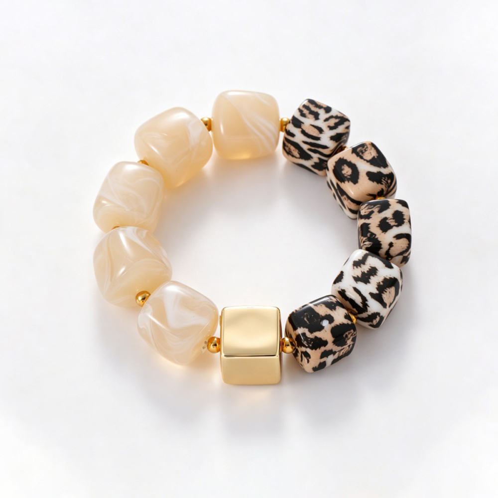 Retro Leopard Print Beads Resin Women's Beaded Bracelets h5Picture2