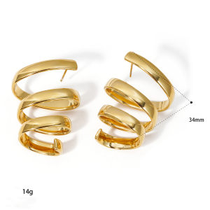 Simple Circle Stainless Steel Waterproof Gold Color Women's Stud Earrings h5 Picture4
