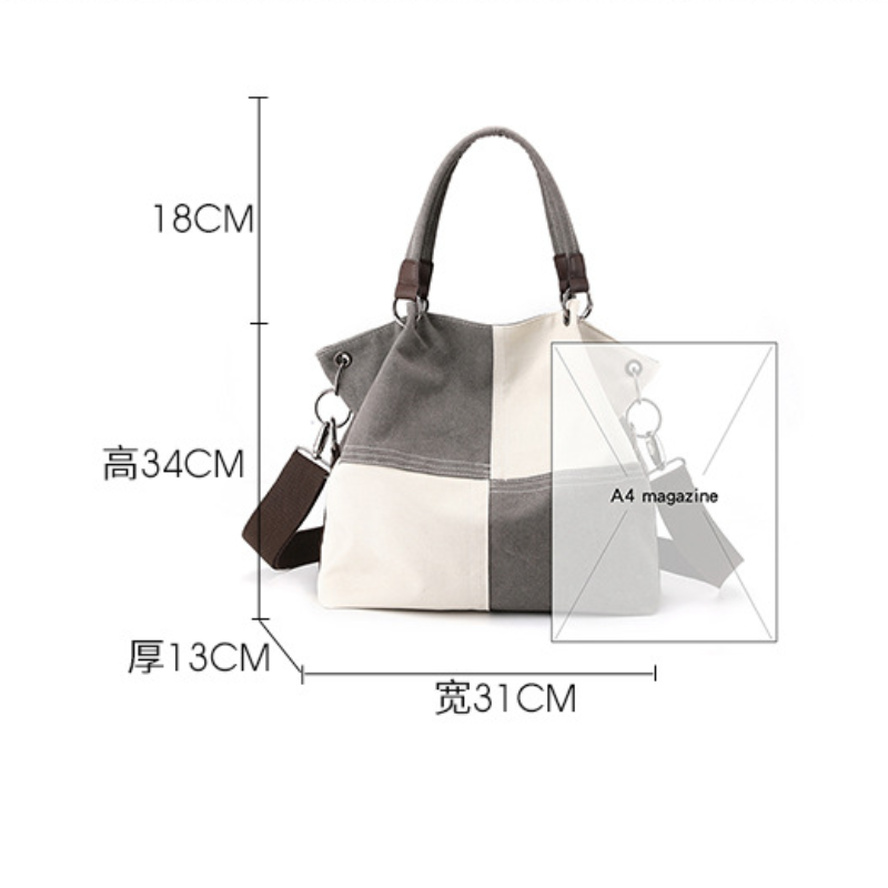 Casual Style Patchwork Patchwork Plaid Mixed Color Canvas Women's Square Shoulder Bags h5Picture8