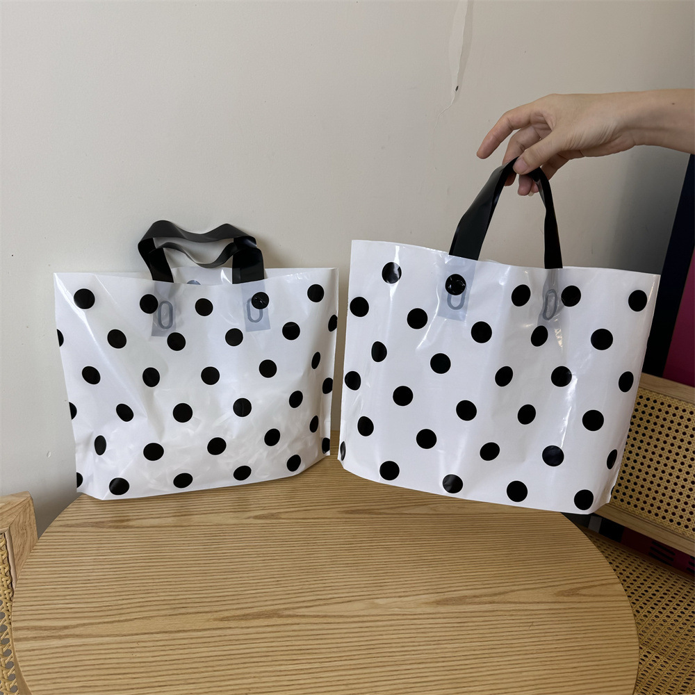 50Pcs Casual Style Printed Solid Color Polka Dots Plastic Square Shopper Bags Picture3
