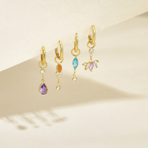 Single Droplet Stainless Steel Waterproof Gold Color Zircon Women's Drop Earring h5 Picture2
