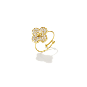 Flower Stainless Steel Waterproofgold Color Zircon Statement Rings h5 Picture4
