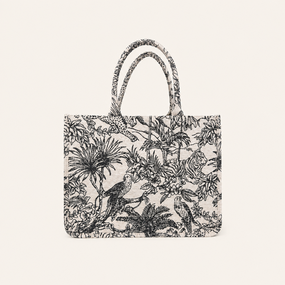 Casual Style Embroidered Animal Plant Canvas Women's Square Tote Bags
