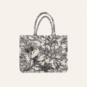 Casual Style Embroidered Animal Plant Canvas Women's Square Tote Bags h5