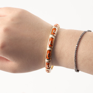 Classic Series Daily Mixed Color Geometric Shape Dripping Enamel Alloy Gold Color Women's Bangles h5 Picture3