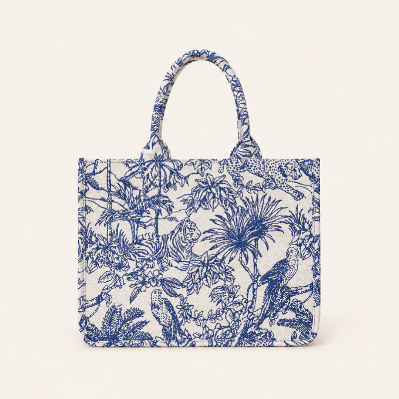 Casual Style Embroidered Animal Plant Canvas Women's Square Tote Bags h5Picture2