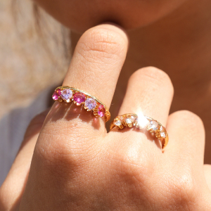 Stainless Steel Waterproof Gold Color Zircon Gemstone Rings h5 Picture3