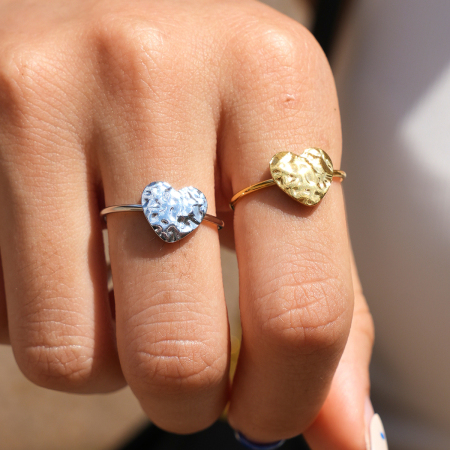 Simple Series Daily Heart Stainless Steel Waterproof Gold Color Statement Rings 2