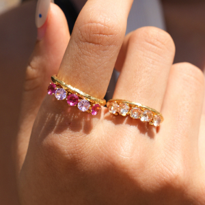 Stainless Steel Waterproof Gold Color Zircon Gemstone Rings h5 Picture4