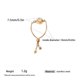 Flower Stainless Steel Waterproof Gold Color Zircon Statement Rings h5