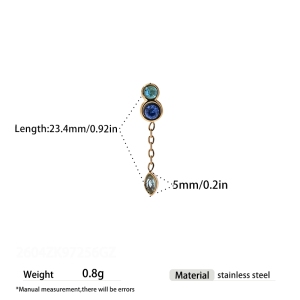 Single Droplet Stainless Steel Waterproof Gold Color Zircon Women's Drop Earring h5 