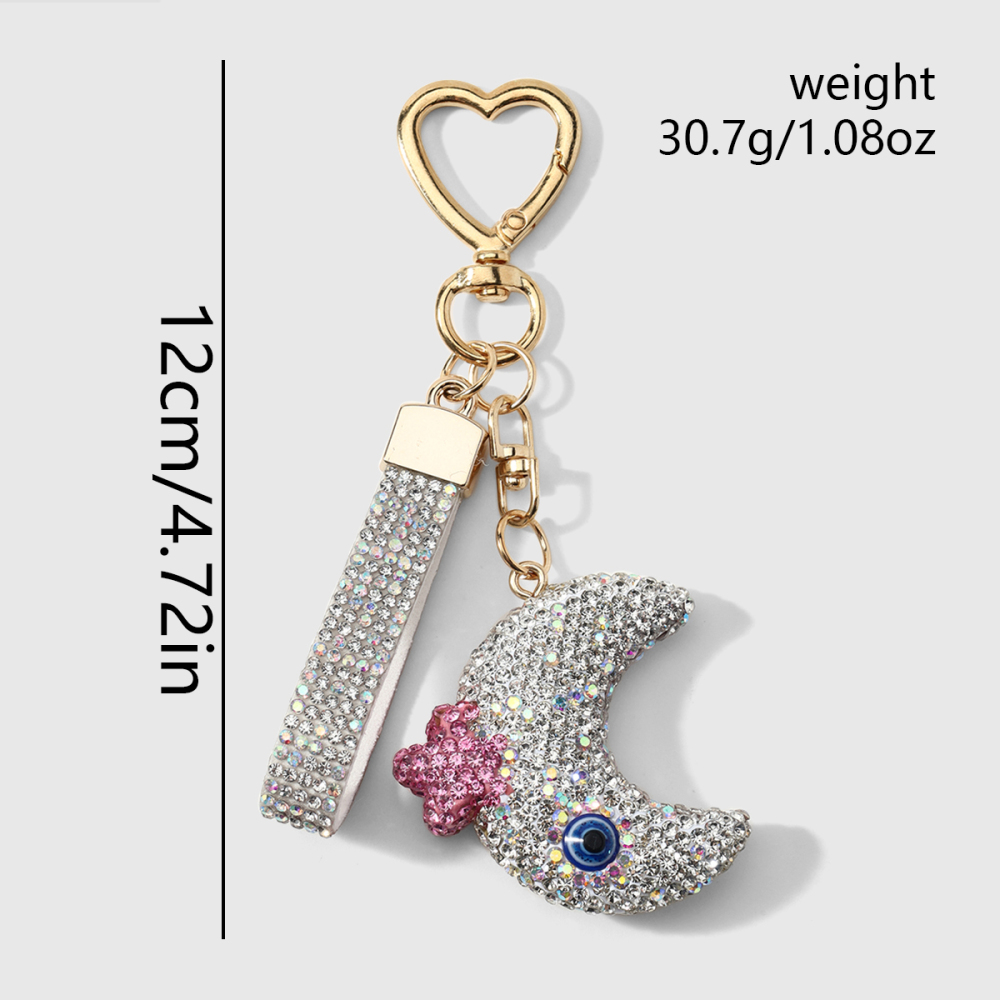 Luxurious Series Daily Devil's Eye Star Moon Alloy Rhinestone Keychain Picture2