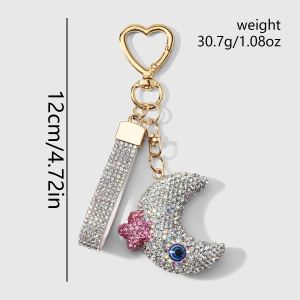 Luxurious Series Daily Devil's Eye Star Moon Alloy Rhinestone Keychain h5 Picture2
