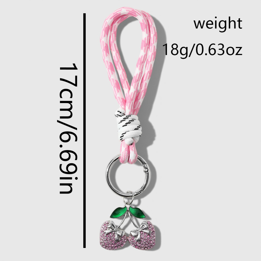 Luxurious Series Sweet Bow Knot Polka Dots Cherry Alloy Rhinestone Keychain Picture2