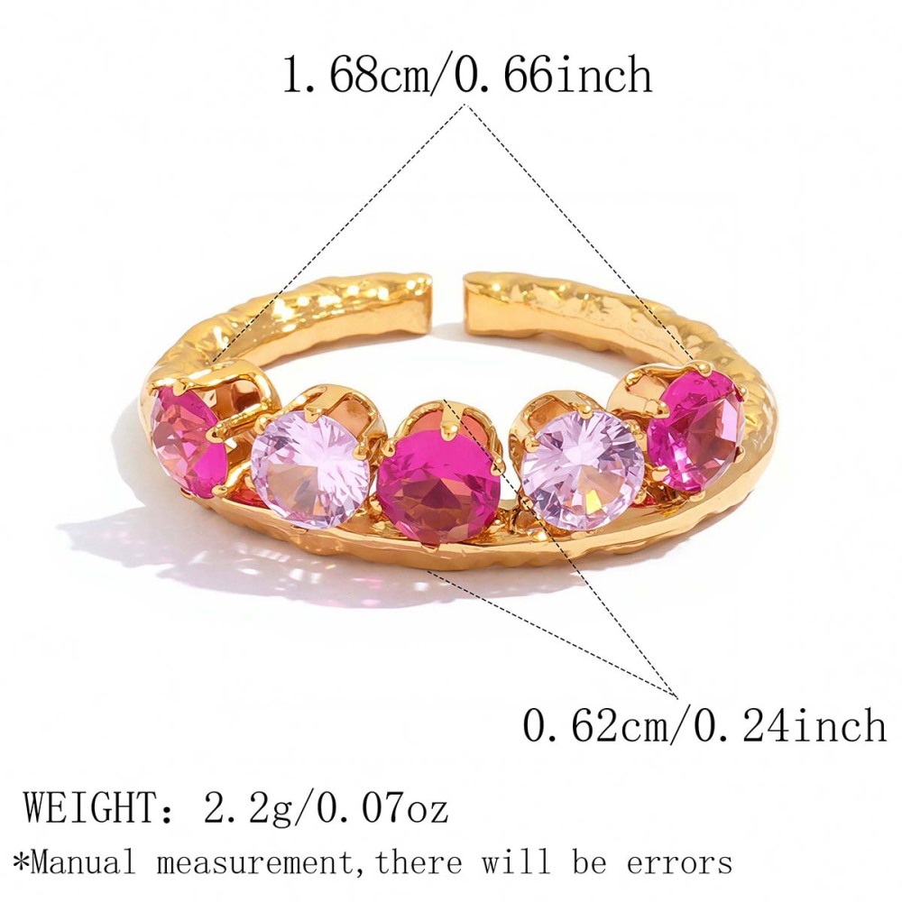 Stainless Steel Waterproof Gold Color Zircon Gemstone Rings 